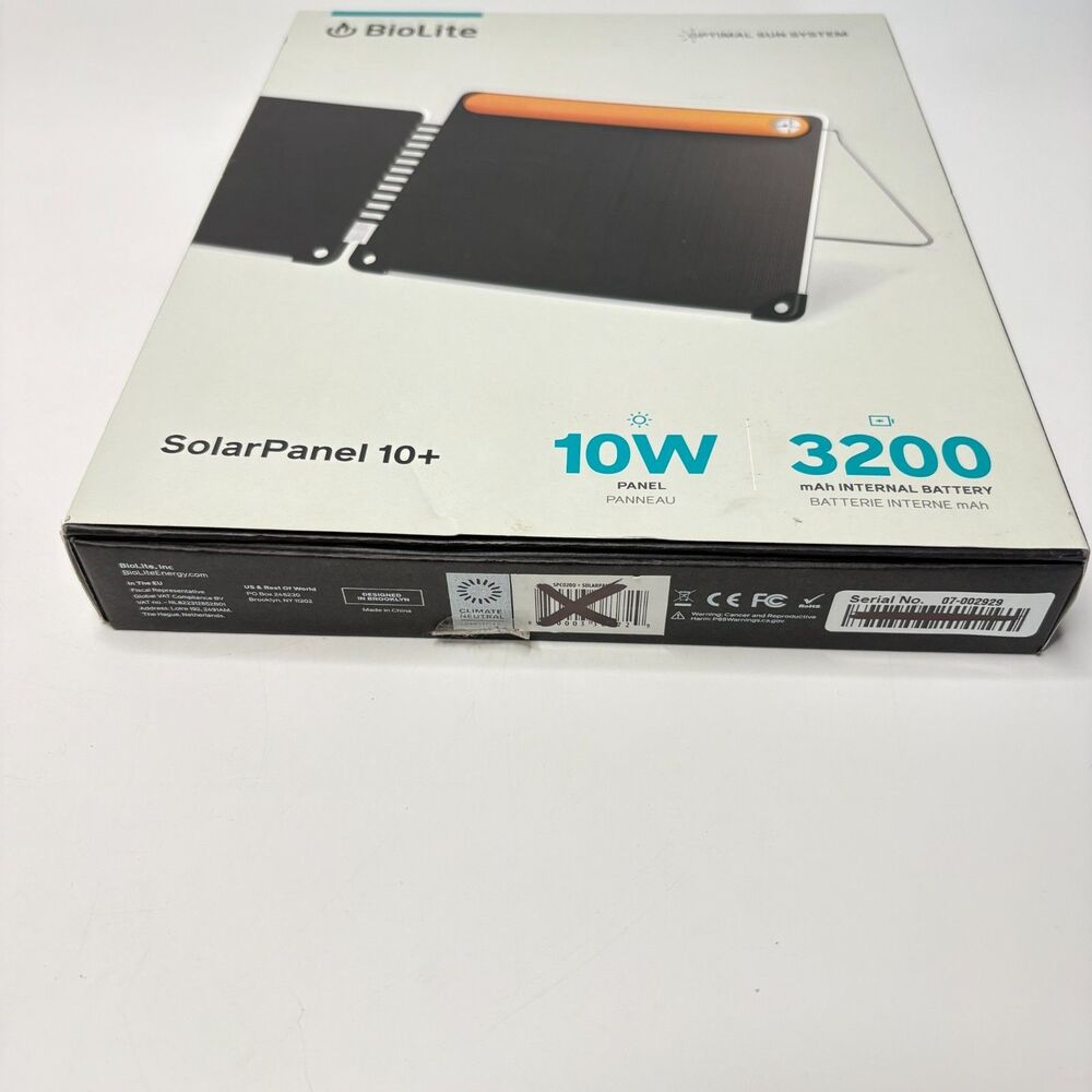 BIOLITE 10W Solar Panel Black 3200Mah Internal Battery Tested, Working - Picture 2 of 10